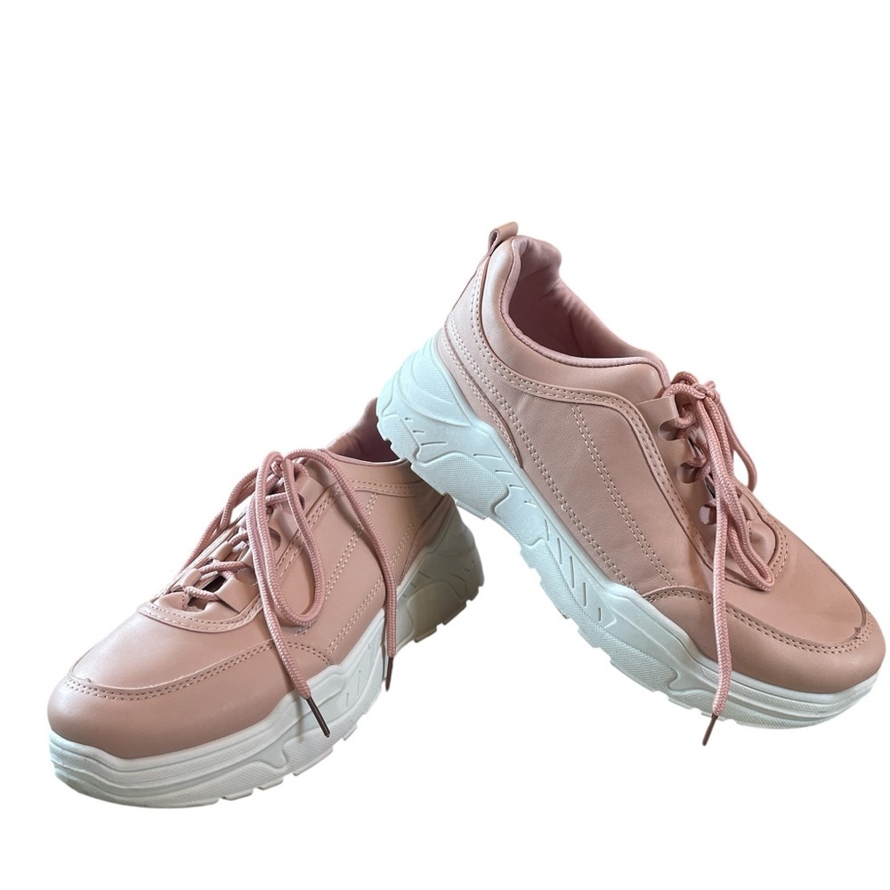 Unilady Pink Chunky Platform Sneakers Size 8.5 Y2K Retro 2” Wedge Heel - Picture 3 of 10